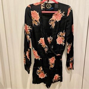 EUC Blue Life check long sleeve romper